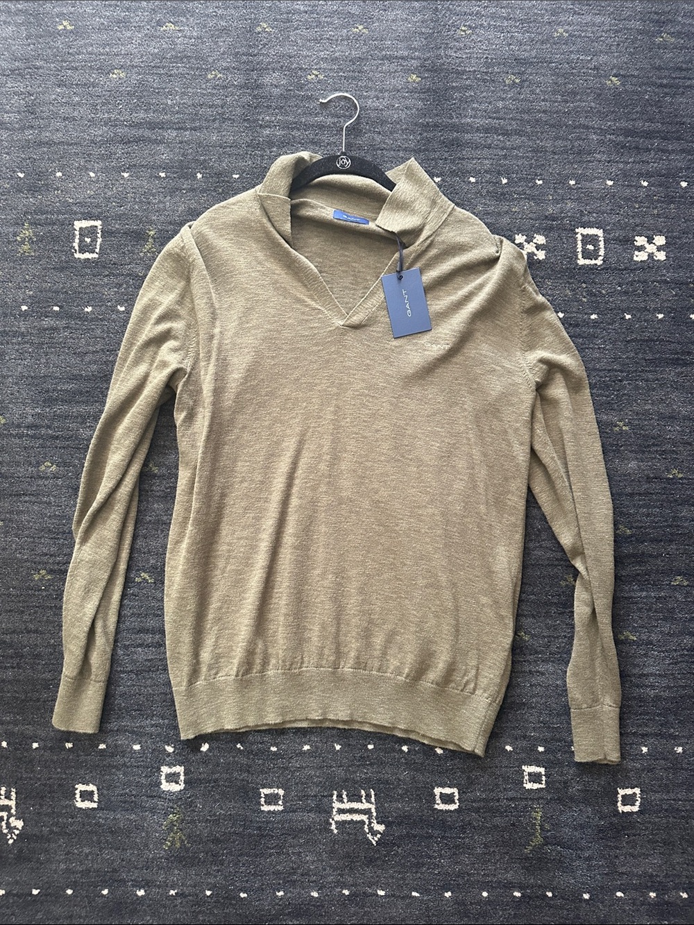 GANT Men's Racing Green Cotton Linen Polo Sweater